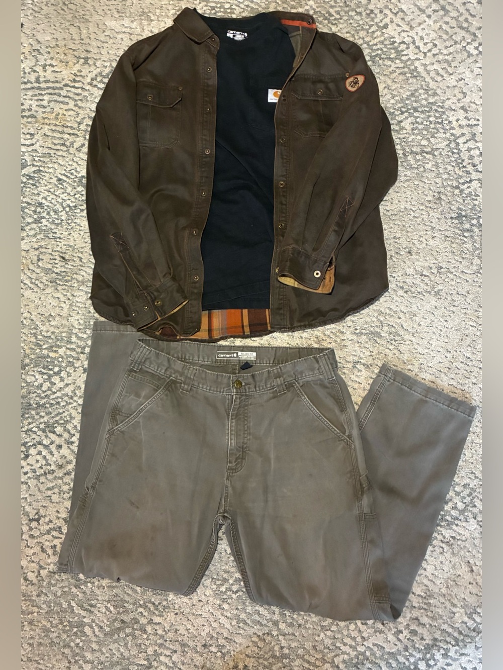 Carhartt + Legendary Whitetails Men’s Workwear Outfit Bundle Jacket Shirt Pants